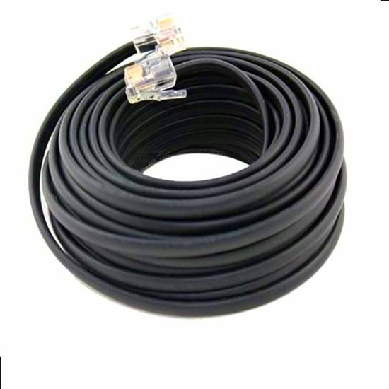 Picture of BoostWaves 50' Foot Black Telephone Extension Cord Cable Line Wire RJ-11