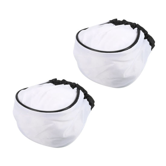 Picture of PATIKIL Flash Bounce Diffuser Cap, 2Pcs Cloth Universal Mini Soft Elastic Mouth Cap Cover for Flashlight Photography Camera Speed Light, White