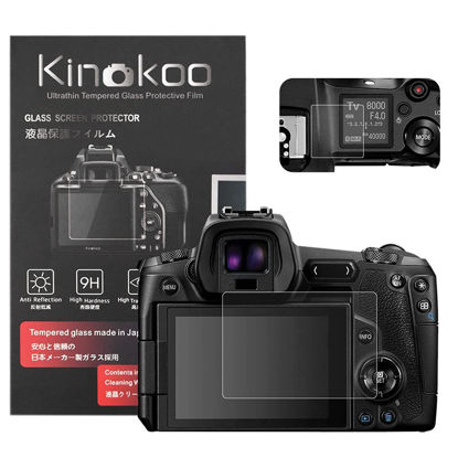 Picture of kinokoo Tempered Glass Film for Canon EOS R Crystal Clear Film Canon EOSR Screen Protector with Top Screen Protector(2 pack)