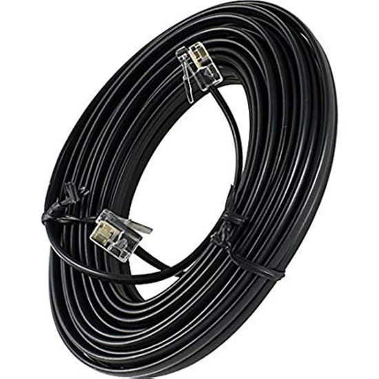 Picture of Bistras 50' Foot Black Telephone Extension Cord Cable Line Wire RJ-11