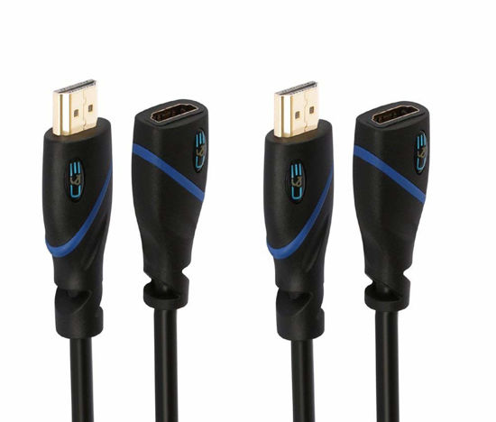 Picture of 3 FT (0.9 M) High Speed HDMI Cable Male to Female with Ethernet Black (3 Feet/0.9 Meters) Supports 4K 30Hz, 3D, 1080p and Audio Return CNE522166 (2 Pack)