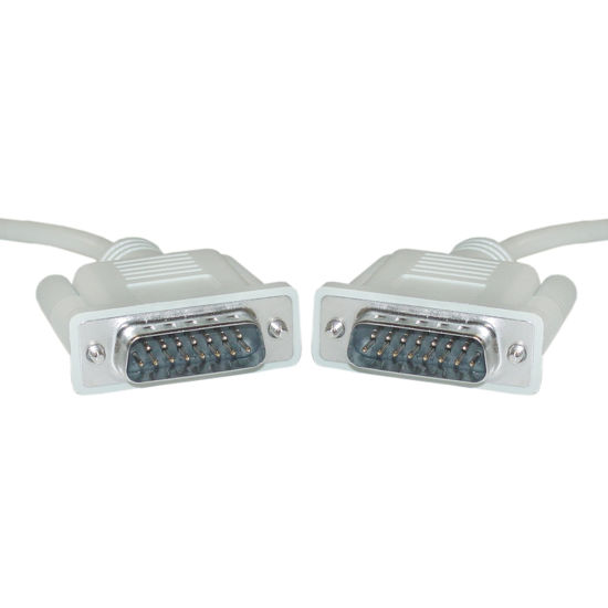 Picture of CableWholesale DB15 Monitor Cable, 28 AWG Single Shielded Cord, 15 Pin Male to Male DB15 Male Connector, VGA M/M Cable, Beige, 6 Feet