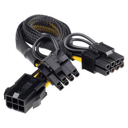 Picture of PCIe Group (Pack of 1, Single Female 6pin to Dual Male 6+2pin W/Braided Sleeved)