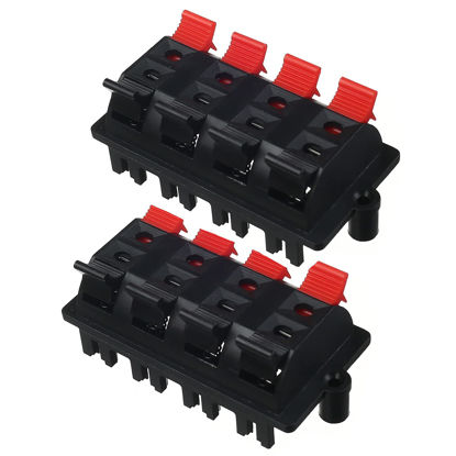 Picture of Jutagoss 8 Way Stereo Speaker Terminal Connectors Terminal Strip Block 100V Spring Clips Jointing Clamp Test Clip Push Release Connector 2 PCS