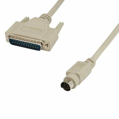 Picture of KENTEK 6 Feet FT Mini DIN8 to DB25 Imagewriter I Printer Cable Cord 28 AWG Molded Serial RS-232 MDIN 8 to 25 Pin Male to Male M/M