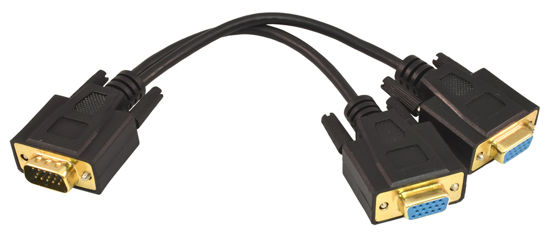 Picture of PTC 0638544116804 VGA cable 0.3 m VGA (D-Sub) 2 x VGA (D-Sub) Black - VGA Cables (0.3 m, VGA (D-Sub), 2 x VGA (D-Sub), Gold, Black, Male/Female)