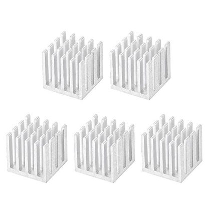 Picture of uxcell 15x15x15mm Aluminum Heatsink Radiator for MOS IC Chip Silver Tone 5 Pcs