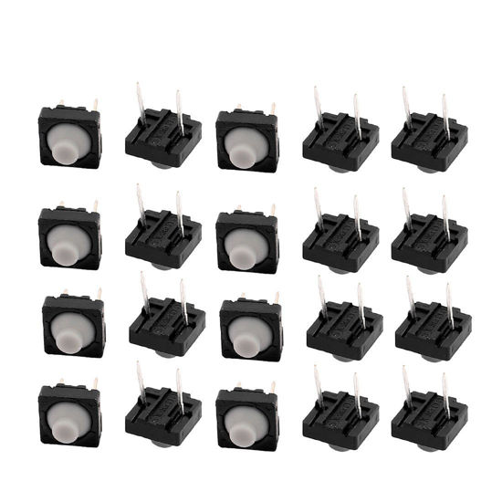 Picture of uxcell 20Pcs 8mmx8mm Panel PCB Silica Gel Momentary Tactile Tact Push Button Switch 2 Pin DIP