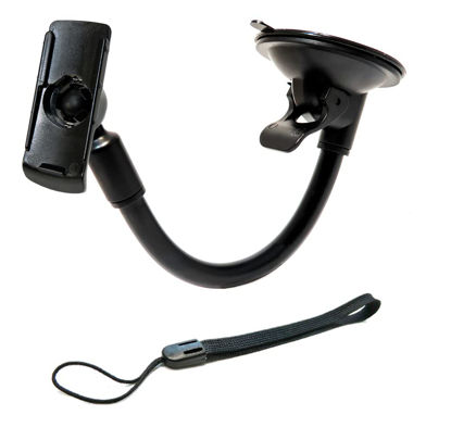 Picture of Ramtech Car GPS Windshield Suction Cup Bracket Mount with Flexible Arm Plus Bonus Wrist Strap, Compatible with Garmin Alpha 100 200i/T 200i/TT | Astro 320 430 900 Handheld GPS, WMFH