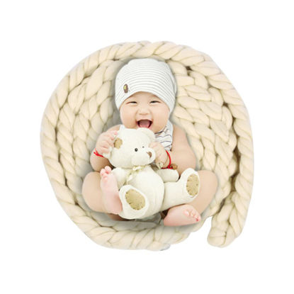 Picture of Newborn Photography Props, Hand-Woven Twisted Braid Rope Background Rug Blanket Basket Filler Newborn Baby Photography Props for Boys Girls