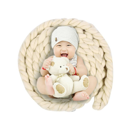 Picture of Newborn Photography Props, Hand-Woven Twisted Braid Rope Background Rug Blanket Basket Filler Newborn Baby Photography Props for Boys Girls