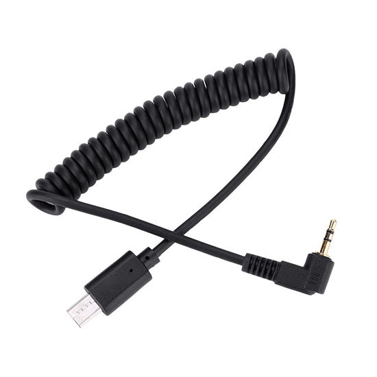 Picture of 3.5mm 2.5mm Shutter Release Cable Cord, Stretchable Spiral Coiled Cord for A7Iii Cameras with RM VPR1 Connection, Compatible for RX1 RX10 RX100 A7S A7R A7 A7II A7III A9 A58