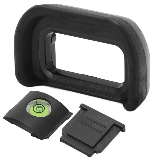 Picture of Sanpyl Camera Eyepiece Eyecup Set, EP‑17 Viewfinder Eye Cup Eyepiece Eyecup with Cold Shoe Cover and Level, for for, A6600, A6500, A6400 Cameras