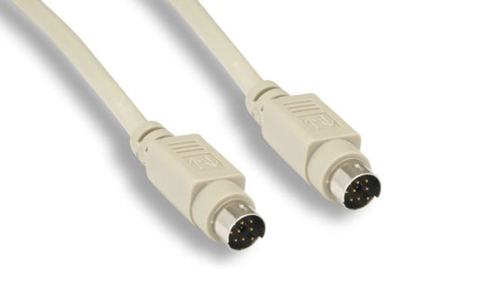 Picture of KENTEK 10 Feet FT Mini DIN8 Cable Cord 28 AWG Molded Serial RS-232 MDIN 8 Pin Male to Male M/M for Peripheral Device