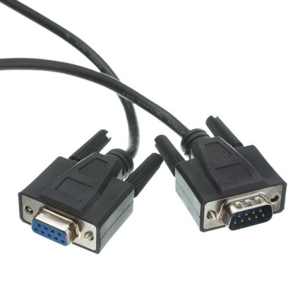 Picture of CableWholesale 10 feet Serial Extension Cable, DB9 Male to Female, 28 AWG, RS232 9 Conductor, 1:1, Black, Male to Female Serial Extender for Printer, Modems, Networks, DB9 RS232 Male to Female Cable