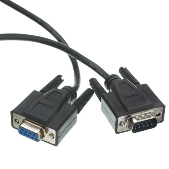 Picture of CableWholesale 10 feet Serial Extension Cable, DB9 Male to Female, 28 AWG, RS232 9 Conductor, 1:1, Black, Male to Female Serial Extender for Printer, Modems, Networks, DB9 RS232 Male to Female Cable