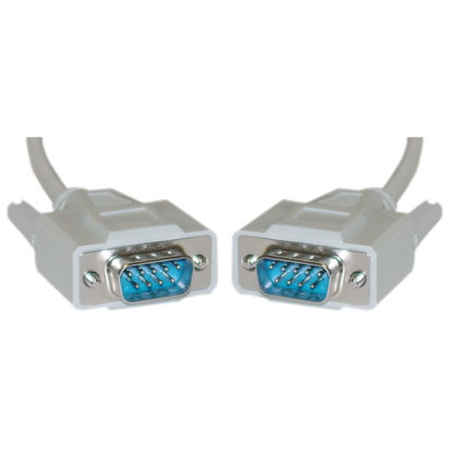 Picture of CableWholesale 10 feet Serial Cable, DB9 Male to Male, 28 AWG, 9 Conductor, 1:1, Beige, RS-232 for Printer, Modems, Networks, UL Rated, 9 Pin Serial Cable Male to Male