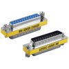 Picture of Heyiarbeit 25-pin 2-Row D-SUB VGA Gender Changer DB25 Male to Female Mini Gender Changer Coupler Adapter Connector for Serial Applications Blue 1pcs