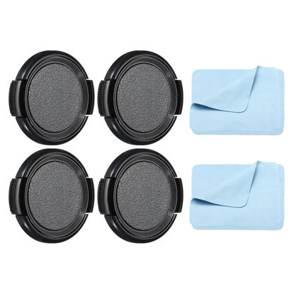 Picture of PATIKIL Camera Lens Cap, 4 Pack Sides Pinch Front Lens Cover with Microfiber Cleaning Cloth for 40.5mm Thread Universal DSLR Lenses for Nikon, for Fujifilm, for Pentax, for Leica