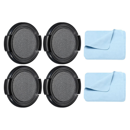Picture of PATIKIL Camera Lens Cap, 4 Pack Sides Pinch Front Lens Cover with Microfiber Cleaning Cloth for 40.5mm Thread Universal DSLR Lenses for Nikon, for Fujifilm, for Pentax, for Leica