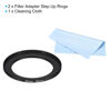 Picture of PATIKIL 46mm-58mm Metal Step Up Ring with Cleaning Cloth, 2 Pack Camera Lens Filter Adapter Ring Aluminum Filter Adapter Ring for Camera Lenses Hood, Black