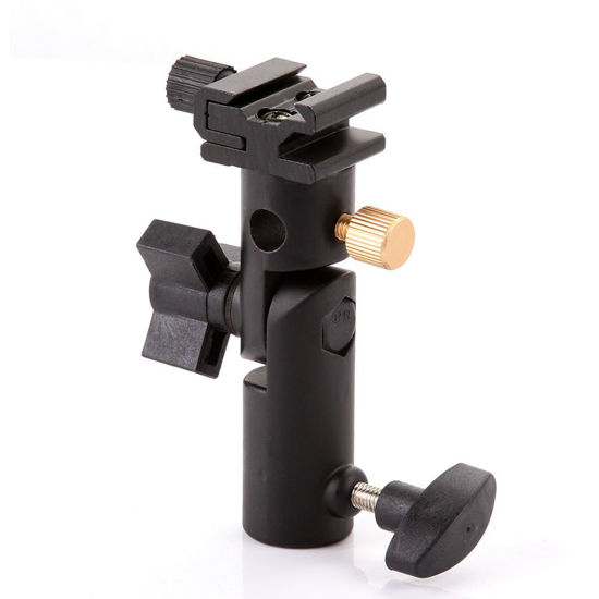 Picture of FocusFoto Type-E Flash Speedlite Cold Shoe Mount Swivel Light Stand Bracket with Umbrella Reflector Holder for DSLR Camera Nikon CAN0N Pentax Olympus and Other Flashes Speedlight Studio LED Lights