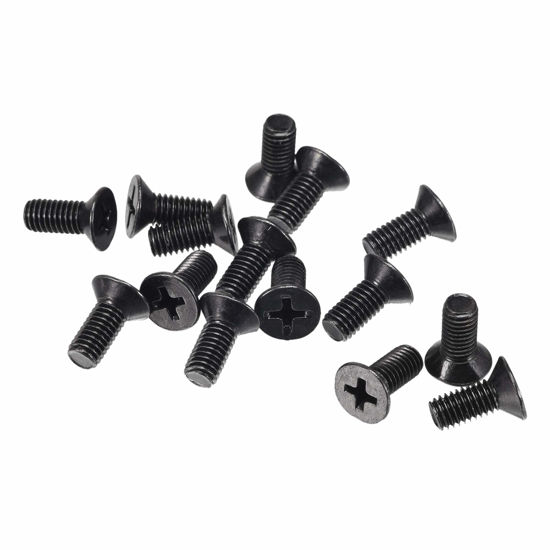 Picture of uxcell M5 x 12mm Phillips Screw Fastener Black for Laptop PC TV Fan Switch 50pcs