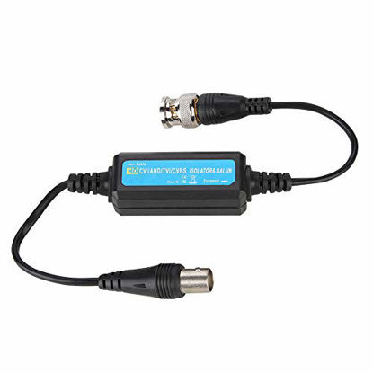 Picture of Ground Loop Isolator Plastic, HD-TVI/CVI/AHD/CVBS Ground Loop Isolator Video Balun Coaxial BNC Male to Female for Camera Black