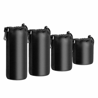Picture of Jkjhbhged 4PCS Camera Case Lens Pouch Set Lens Case Small Medium Large and Extra Large for DSLR Camera Lens Bag Pouch Shockproof, black, 465415