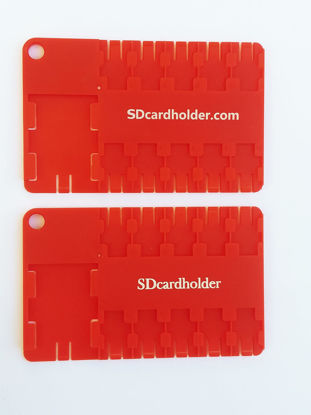 Picture of 2pcs Micro SD Red Card Case, Holder, Organizer Credit Card Size Storage