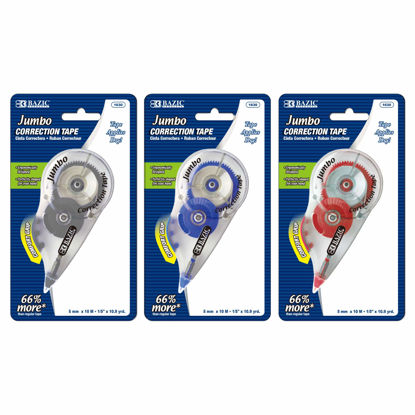 Picture of BAZIC Correction Tape Jumbo 5 mm x 394", Mini Instant Corrections, Easy to Use Applicator Tapes Roller White Out for Office School & Home, 1 Unit Random Color Will BE Sent
