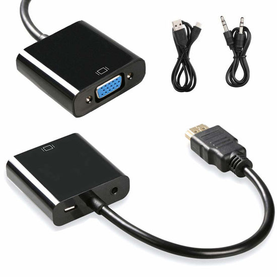 Picture of ANEED HDMI to VGA Adapter with 3.5mm Audio Gold-Plated Cord 1080P Compatible for PC, Monitor, Projector, HDTV, Chromebook, Raspberry Pi, Roku, Xbox,Computer, Desktop, Laptop
