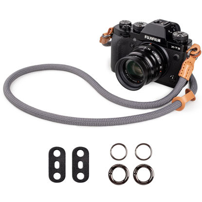 Picture of VOVMOEYA Camera Strap Rope,Camera Neck Strap Shoulder Strap for Fujifilm X100VI X100V XS20 XT5 for A6000 A6100 A6400 A6700 A7IV for Canon EOS R6 R10 for Nikon D850 D5600 D7500 - Grey