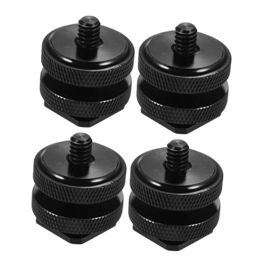 Picture of Veemoon 4 Pcs Camera Conversion Screw DSLR Camera Rig Supply Hot Shoe Flash Stand Hot Shoe Mount Tripod Screw Adapter for DSLR Camera Hot Shoe Flash Adapter Flash Shoe Mount Tripod Adapter