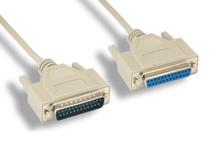 Picture of KENTEK 6 Feet FT DB25 Null Modem Serial Printer Cable Cord Connector 28 AWG RS-232 Crossover 25 Pin Male to Female M/F Molded D-Sub Port for PC Mac Linux Printer Data Transfer