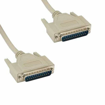 Picture of KENTEK 3 Feet FT DB25 25 Pin Serial Printer Cable Cord 28 AWG Male to Male M/M Molded Straight-Through RS-232 Port Beige for PC Mac Linux Modem