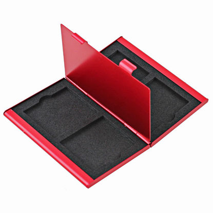 Picture of Foto&Tech RED Aluminum Memory Card Carrying Case 4 Slots Compatible with Compact Flash Card Lexar SanDIsk Kingston Sony