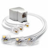 Picture of RetailAndBulk RJ11 Phone Jack Splitter for Landline Duplex in-line 6P4C Telephone Adapter (2 Way Splitter + Custom Size Cables)