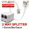 Picture of RetailAndBulk RJ11 Phone Jack Splitter for Landline Duplex in-line 6P4C Telephone Adapter (2 Way Splitter + Custom Size Cables)