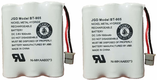 Picture of JGD BT-905 BT-800 BBTY0663001 Battery Compatible with Uniden BT905 BT800 BT-1006 BP-905 BBTY-0444001 BBTY-0449001 Panasonic P-P501 P-P508 AT&T 200 24032 Cordless Telephones (2-Pack)