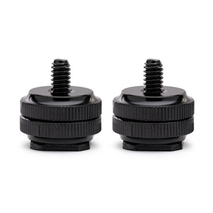 Picture of Koah Hot Shoe Mount to 1/4"-20 Male Adapter - Hot Shoe Adapter Camera Mount Screw with Bottom Male Cold Shoe for Mic Mount, Flash & Attachments on Cameras, Rigs, Brackets, Tripods, Light Stands