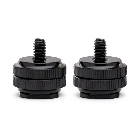 Picture of Koah Hot Shoe Mount to 1/4"-20 Male Adapter - Hot Shoe Adapter Camera Mount Screw with Bottom Male Cold Shoe for Mic Mount, Flash & Attachments on Cameras, Rigs, Brackets, Tripods, Light Stands