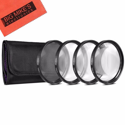 Picture of 62mm Close-Up Filter Set (+1, 2, 4 and +10 Diopters) Magnificatoin Kit for Canon, Nikon, Sony, FujiFilm, Olympus, Pentax, Sigma, Tamron Digital Cameras and Camcorders + Microfiber Cleaning Cloth