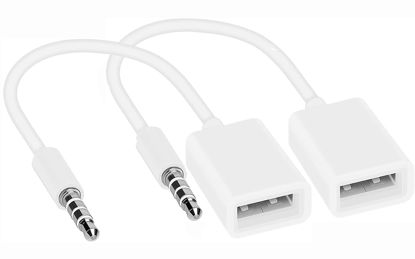 Picture of Naiyal 【2-Pack】 AUX to USB Adapter, USB Female to 3.5mm Jack Audio Dongle, 3.5mm Male Aux Cord Plug to USB 2.0 Converter Cable Only Support Play Music on Car (White)