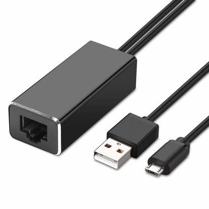 Picture of Weixinke Ethernet Adapter for Fire TV Stick (2nd GEN), All-New Fire TV (2017), Chromecast Ultra / 2/1 / Audio, Google Home Mini, USB A to RJ45 100Mbps Network Adapter with Power Supply Cable