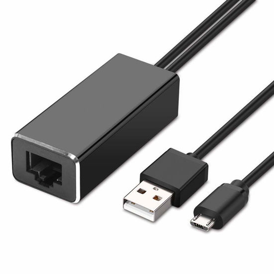 Picture of Weixinke Ethernet Adapter for Fire TV Stick (2nd GEN), All-New Fire TV (2017), Chromecast Ultra / 2/1 / Audio, Google Home Mini, USB A to RJ45 100Mbps Network Adapter with Power Supply Cable