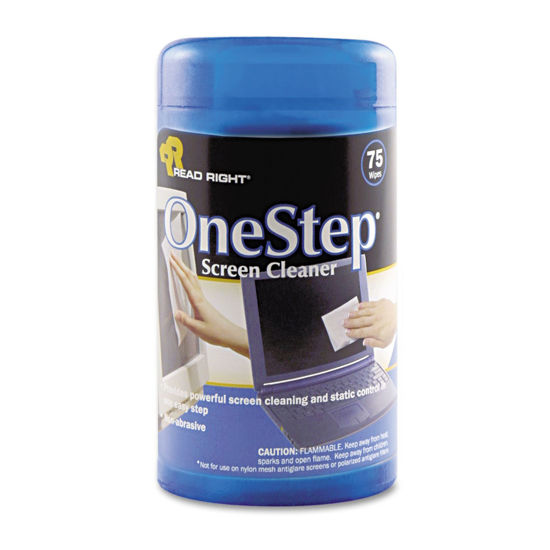 Picture of Read Right RR1409 OneStep CRT Screen Cleaner Wet Wipes Cloth 5 1/4 x 5 3/4 75/Tub