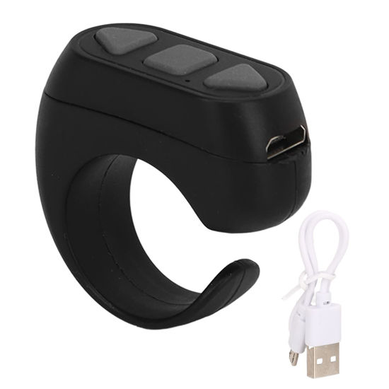 Picture of App Page Turner, Bluetooth Remote Control Page Turner Cell Phone Camera Video Recording Shutter Selfie , Scrolling Ring Clicker for Tiktok Reading App (Black)