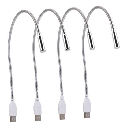 Picture of LIFKICH 4pcs USB Keyboard Light USB LED Reading Light Flexible Computer Light Computer Lights for Laptop USB Laptop Light Gooseneck Night Light USB Lamp USB Light Night Lamp Plastic Silver
