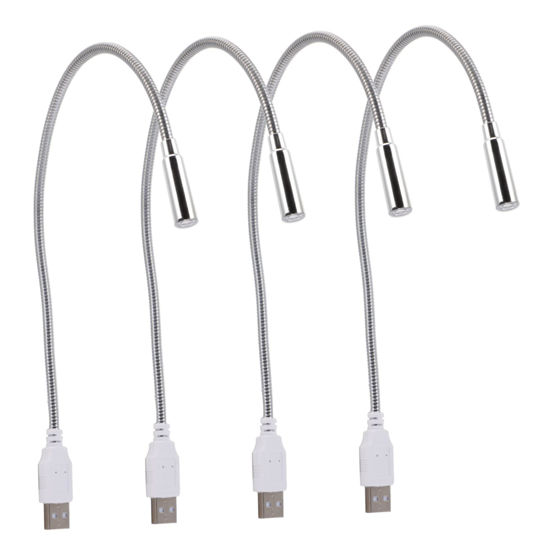 Picture of LIFKICH 4pcs USB Keyboard Light USB LED Reading Light Flexible Computer Light Computer Lights for Laptop USB Laptop Light Gooseneck Night Light USB Lamp USB Light Night Lamp Plastic Silver